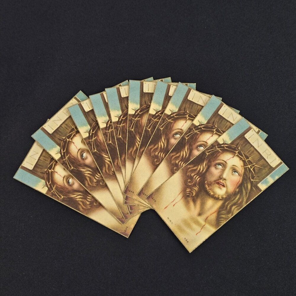 Vintage Holy Cards Jesus Crucified NOS Made in USA Lot of 10pc